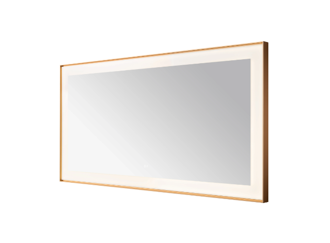 Aquadom Lexington 72''x 36'' x 2.28'' LED Lighted Slim Frame Mirror with Defogger Brushed Gold Finish
