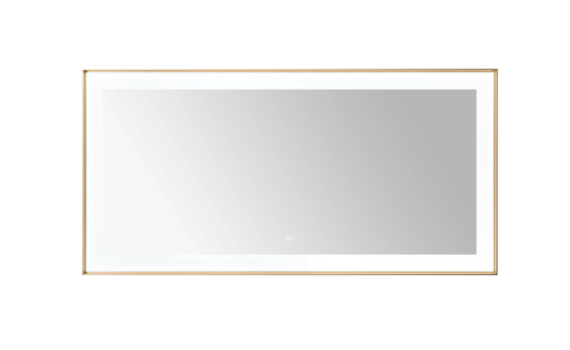 Aquadom Lexington 72''x 36'' x 2.28'' LED Lighted Slim Frame Mirror with Defogger Brushed Gold Finish