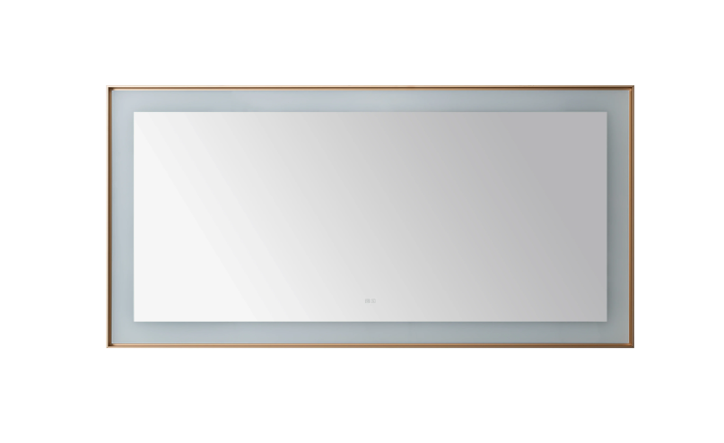 Aquadom Lexington 72''x 36'' x 2.28'' LED Lighted Slim Frame Mirror with Defogger Brushed Gold Finish