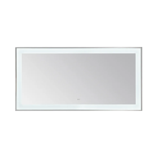 Aquadom Lexington 72''x 36'' x 2.28'' LED Lighted Slim Frame Mirror with Defogger Chrome Finish