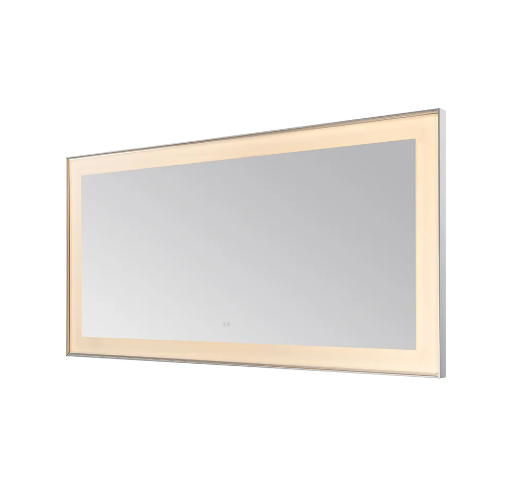 Aquadom Lexington 72''x 36'' x 2.28'' LED Lighted Slim Frame Mirror with Defogger Chrome Finish