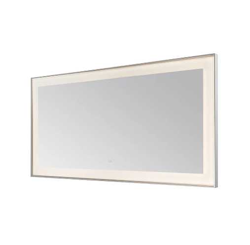 Aquadom Lexington 72''x 36'' x 2.28'' LED Lighted Slim Frame Mirror with Defogger Chrome Finish