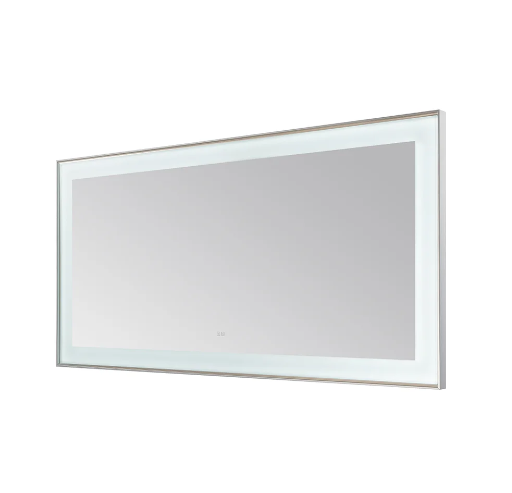 Aquadom Lexington 72''x 36'' x 2.28'' LED Lighted Slim Frame Mirror with Defogger Chrome Finish