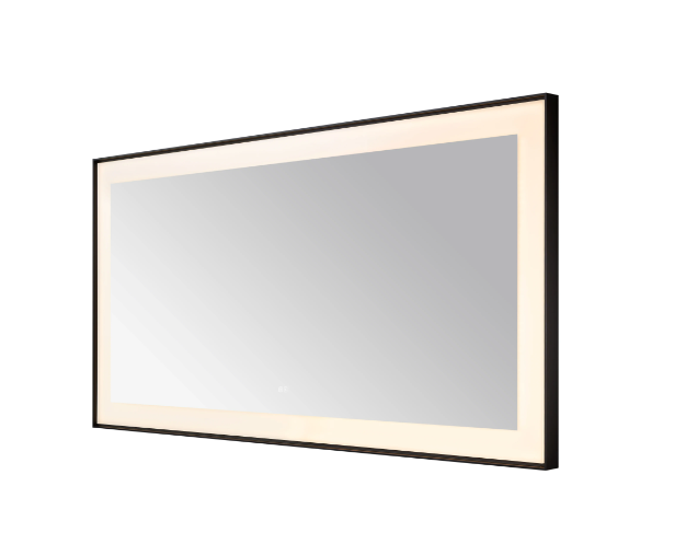 Aquadom Lexington 72''x 36'' x 2.28'' LED Lighted Slim Frame Mirror with Defogger Matte Black Finish