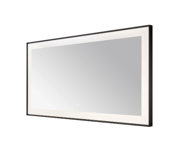 Aquadom Lexington 72''x 36'' x 2.28'' LED Lighted Slim Frame Mirror with Defogger Matte Black Finish