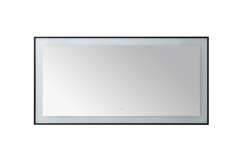 Aquadom Lexington 72''x 36'' x 2.28'' LED Lighted Slim Frame Mirror with Defogger Matte Black Finish