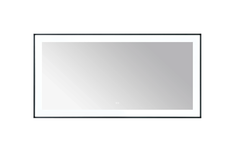 Aquadom Lexington 72''x 36'' x 2.28'' LED Lighted Slim Frame Mirror with Defogger Matte Black Finish