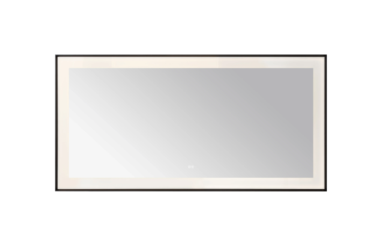 Aquadom Lexington 72''x 36'' x 2.28'' LED Lighted Slim Frame Mirror with Defogger Matte Black Finish