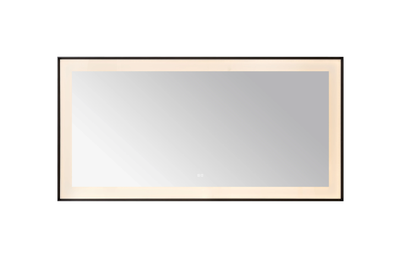 Aquadom Lexington 72''x 36'' x 2.28'' LED Lighted Slim Frame Mirror with Defogger Matte Black Finish