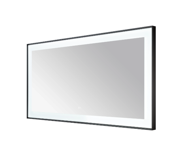 Aquadom Lexington 72''x 36'' x 2.28'' LED Lighted Slim Frame Mirror with Defogger Matte Black Finish