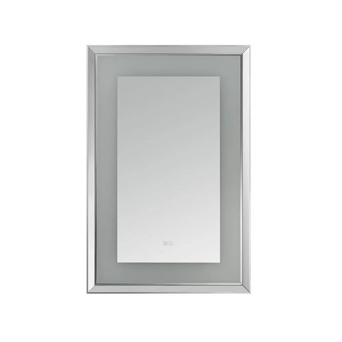 Aquadom Madison 24''x 36'' x 2.28'' LED Lighted Chamfer Frame Mirror with Defogger Chrome