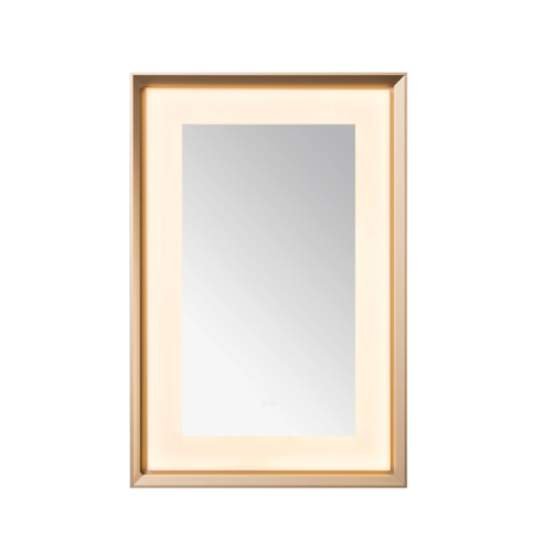 Aquadom Madison 24''x 36'' x 2.28'' LED Lighted Chamfer Frame Mirror with Defogger Chrome Brushed Gold Finish