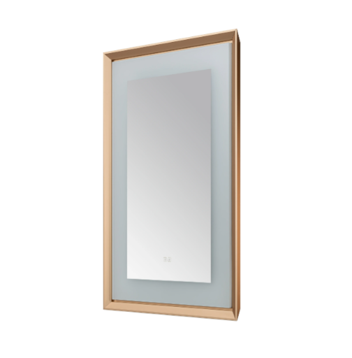 Aquadom Madison 24''x 36'' x 2.28'' LED Lighted Chamfer Frame Mirror with Defogger Chrome Brushed Gold Finish