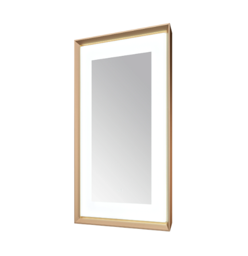 Aquadom Madison 24''x 36'' x 2.28'' LED Lighted Chamfer Frame Mirror with Defogger Chrome Brushed Gold Finish