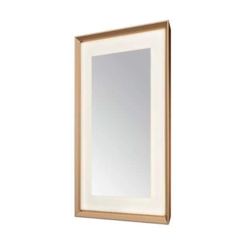 Aquadom Madison 24''x 36'' x 2.28'' LED Lighted Chamfer Frame Mirror with Defogger Chrome Brushed Gold Finish