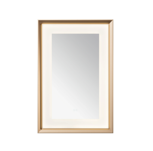 Aquadom Madison 24''x 36'' x 2.28'' LED Lighted Chamfer Frame Mirror with Defogger Chrome Brushed Gold Finish