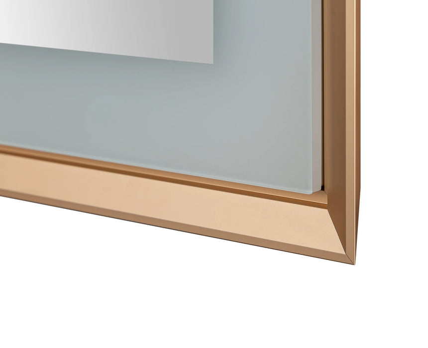 Aquadom Madison 24''x 36'' x 2.28'' LED Lighted Chamfer Frame Mirror with Defogger Chrome Brushed Gold Finish