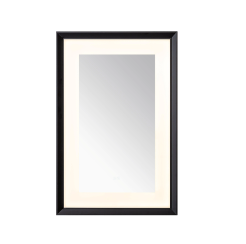 Aquadom Madison 24''x 36'' x 2.28'' LED Lighted Chamfer Frame Mirror with Defogger Matte Black Finish
