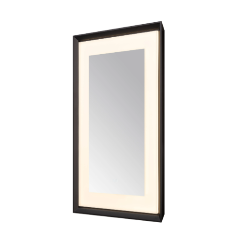 Aquadom Madison 24''x 36'' x 2.28'' LED Lighted Chamfer Frame Mirror with Defogger Matte Black Finish