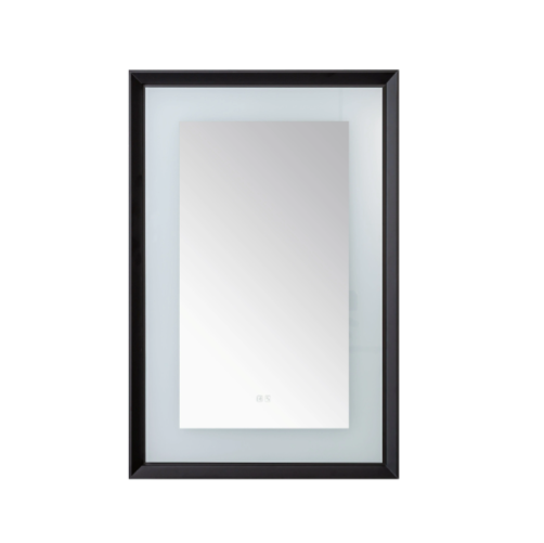 Aquadom Madison 24''x 36'' x 2.28'' LED Lighted Chamfer Frame Mirror with Defogger Matte Black Finish