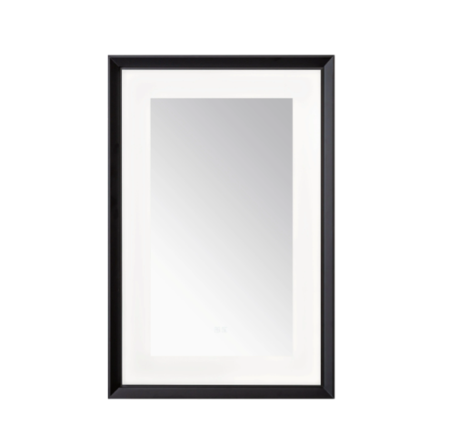 Aquadom Madison 24''x 36'' x 2.28'' LED Lighted Chamfer Frame Mirror with Defogger Matte Black Finish