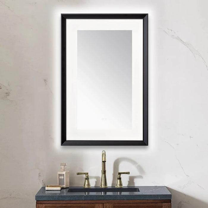 Aquadom Madison 24''x 36'' x 2.28'' LED Lighted Chamfer Frame Mirror with Defogger Matte Black Finish