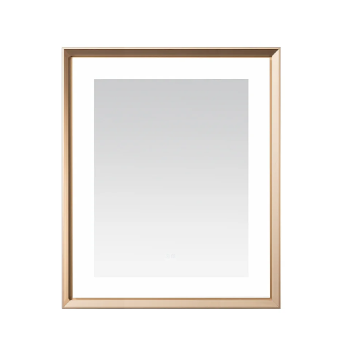 Aquadom Madison 30''x 36'' x 2.28'' LED Lighted Chamfer Frame Mirror with Defogger Brushed Gold Finish