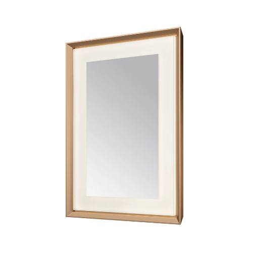 Aquadom Madison 30''x 36'' x 2.28'' LED Lighted Chamfer Frame Mirror with Defogger Brushed Gold Finish