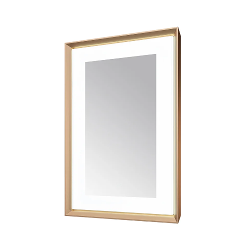 Aquadom Madison 30''x 36'' x 2.28'' LED Lighted Chamfer Frame Mirror with Defogger Brushed Gold Finish