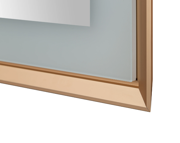 Aquadom Madison 30''x 36'' x 2.28'' LED Lighted Chamfer Frame Mirror with Defogger Brushed Gold Finish