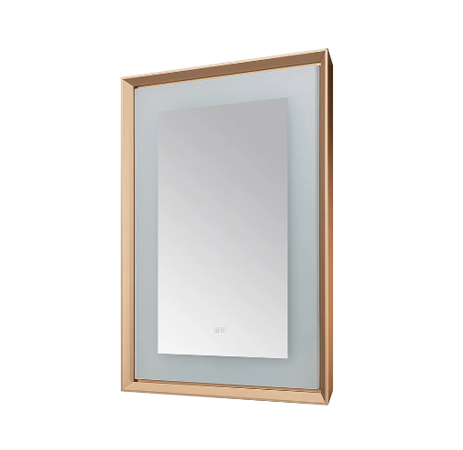 Aquadom Madison 30''x 36'' x 2.28'' LED Lighted Chamfer Frame Mirror with Defogger Brushed Gold Finish