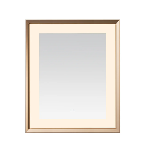 Aquadom Madison 30''x 36'' x 2.28'' LED Lighted Chamfer Frame Mirror with Defogger Brushed Gold Finish