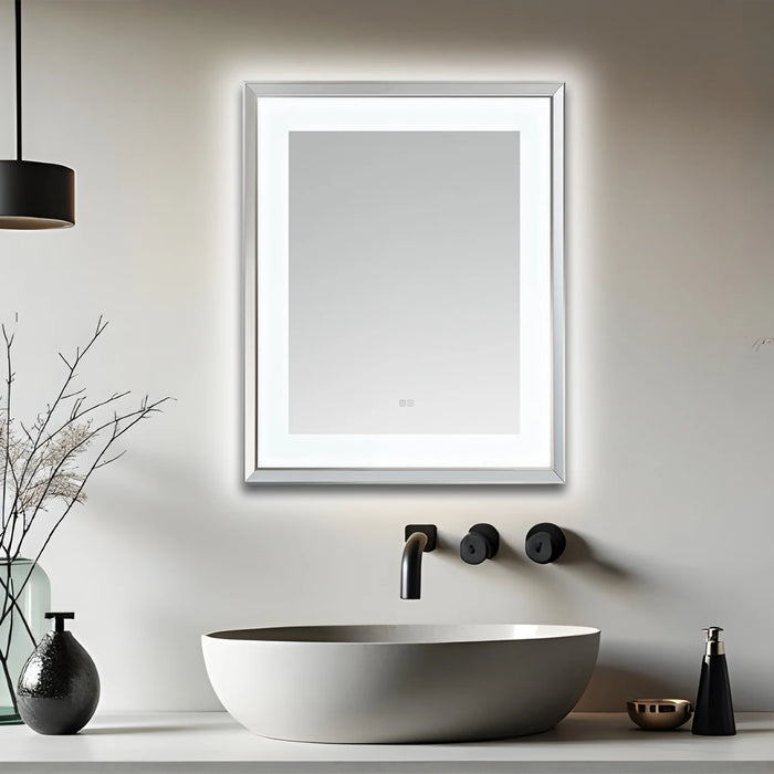 Aquadom Madison 30''x 36'' x 2.28'' LED Lighted Chamfer Frame Mirror with Defogger Chrome Finish