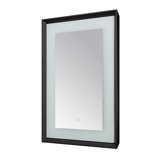 Aquadom Madison 30''x 36'' x 2.28'' LED Lighted Chamfer Frame Mirror with Defogger Matte Black Finish