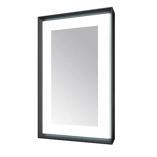 Aquadom Madison 30''x 36'' x 2.28'' LED Lighted Chamfer Frame Mirror with Defogger Matte Black Finish
