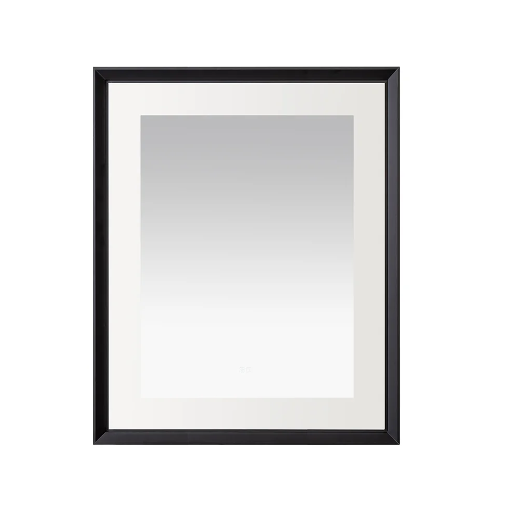 Aquadom Madison 30''x 36'' x 2.28'' LED Lighted Chamfer Frame Mirror with Defogger Matte Black Finish