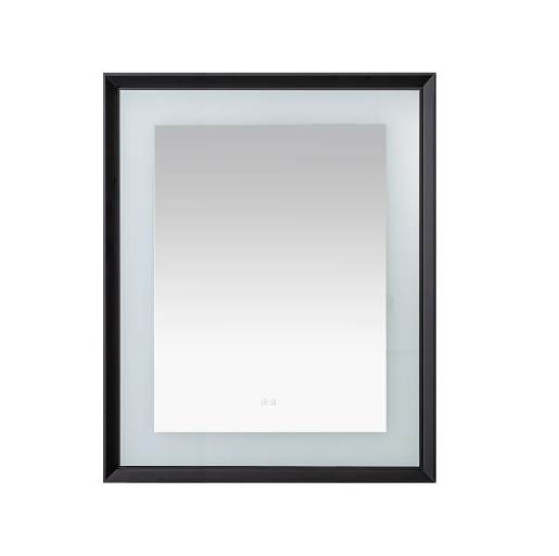 Aquadom Madison 30''x 36'' x 2.28'' LED Lighted Chamfer Frame Mirror with Defogger Matte Black Finish