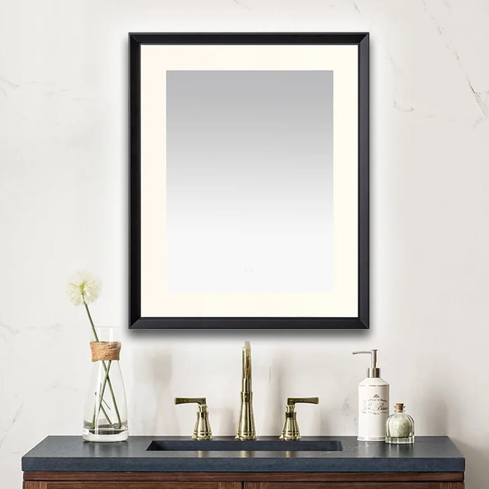 Aquadom Madison 30''x 36'' x 2.28'' LED Lighted Chamfer Frame Mirror with Defogger Matte Black Finish