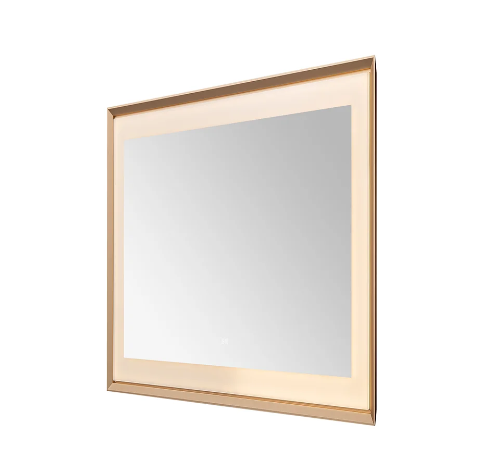 Aquadom Madison 48''x 36'' x 2.28'' LED Lighted Chamfer Frame Mirror with Defogger Brushed Gold Finish