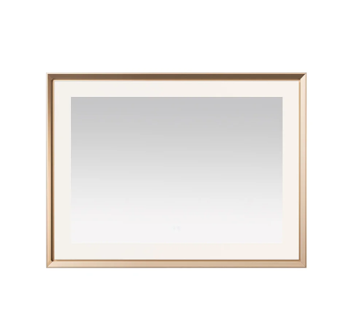 Aquadom Madison 48''x 36'' x 2.28'' LED Lighted Chamfer Frame Mirror with Defogger Brushed Gold Finish