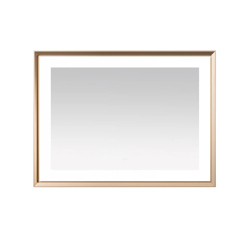 Aquadom Madison 48''x 36'' x 2.28'' LED Lighted Chamfer Frame Mirror with Defogger Brushed Gold Finish
