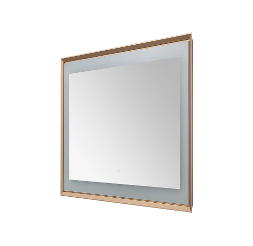 Aquadom Madison 48''x 36'' x 2.28'' LED Lighted Chamfer Frame Mirror with Defogger Brushed Gold Finish