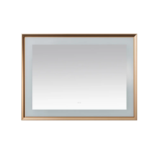 Aquadom Madison 48''x 36'' x 2.28'' LED Lighted Chamfer Frame Mirror with Defogger Brushed Gold Finish