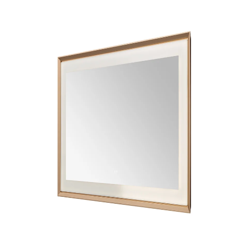Aquadom Madison 48''x 36'' x 2.28'' LED Lighted Chamfer Frame Mirror with Defogger Brushed Gold Finish