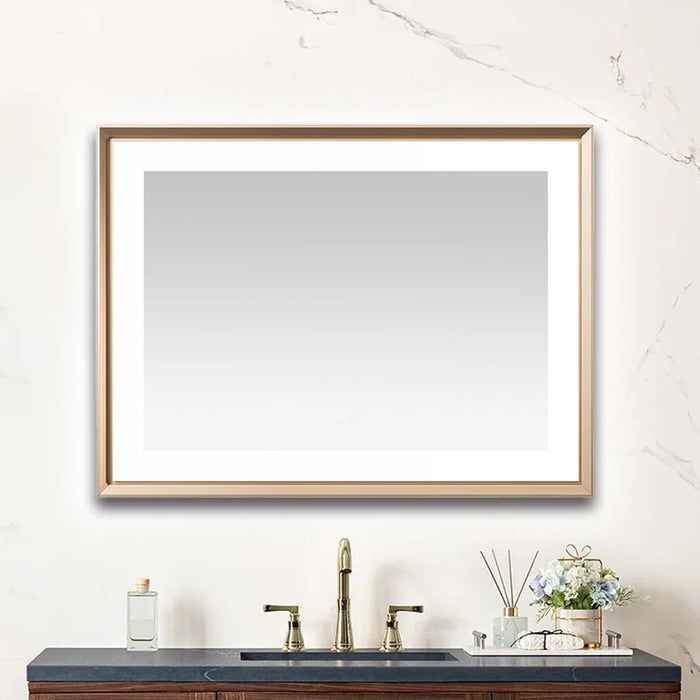 Aquadom Madison 48''x 36'' x 2.28'' LED Lighted Chamfer Frame Mirror with Defogger Brushed Gold Finish