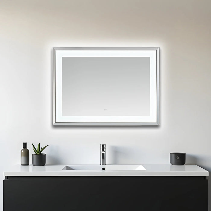 Aquadom Madison 48''x 36'' x 2.28'' LED Lighted Chamfer Frame Mirror with Defogger Chrome Finish
