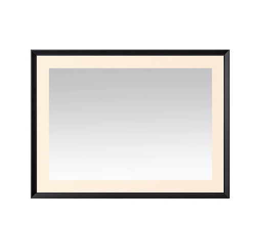 Aquadom Madison 48''x 36'' x 2.28'' LED Lighted Chamfer Frame Mirror with Defogger Matte Black Finish