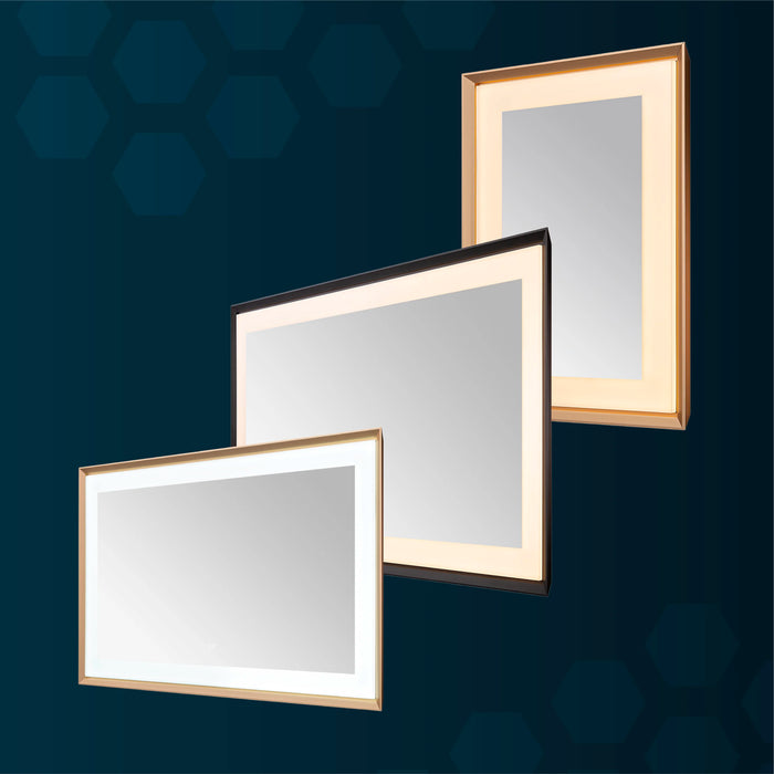 Aquadom Madison 48''x 36'' x 2.28'' LED Lighted Chamfer Frame Mirror with Defogger Matte Black Finish