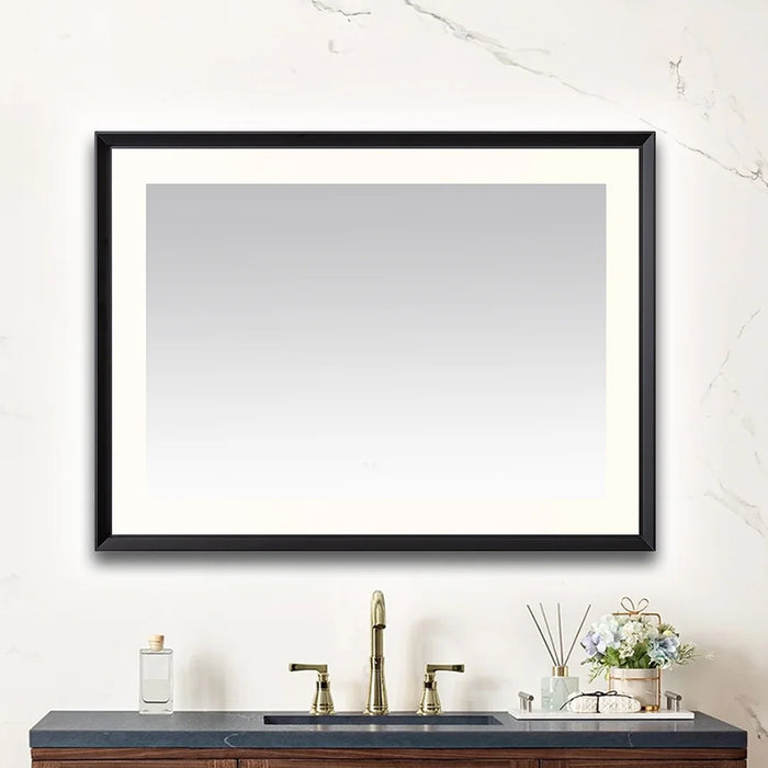 Aquadom Madison 48''x 36'' x 2.28'' LED Lighted Chamfer Frame Mirror with Defogger Matte Black Finish