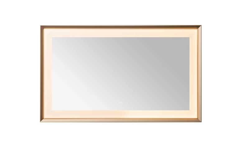 Aquadom Madison 60''x 36'' x 2.28'' LED Lighted Chamfer Frame Mirror with Defogger Brushed Gold Finish